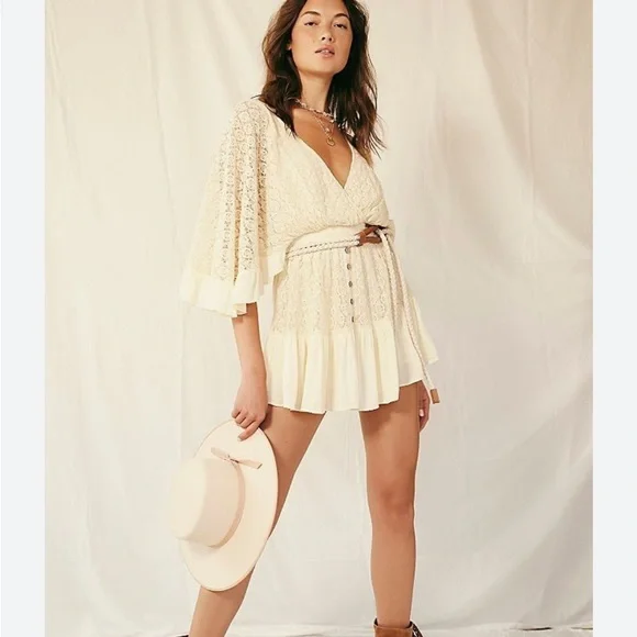 Free People Shyanne Romper Beige XS - Picture 2 of 9